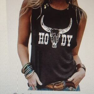 Black Sleeveless Graphic Tank Top